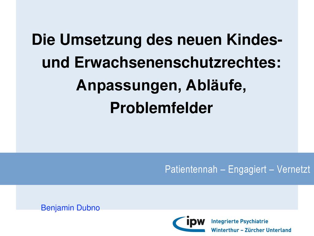 Die Umsetzung des neuen Kindes- und Erwachsenenschutzrechtes: Anpassungen, Abläufe, Problemfelder