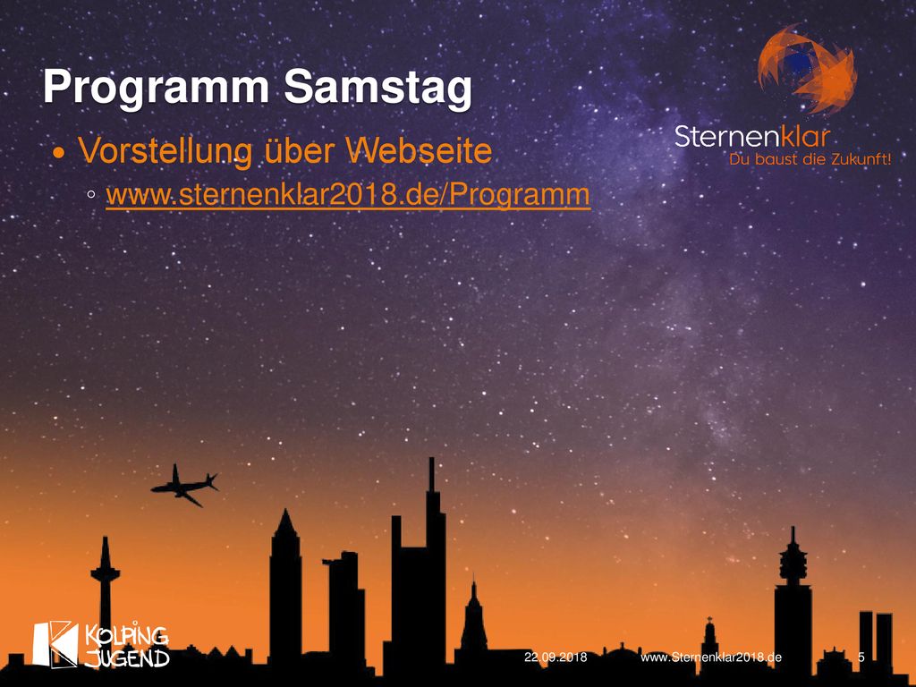 Programm Samstag Vorstellung über Webseite