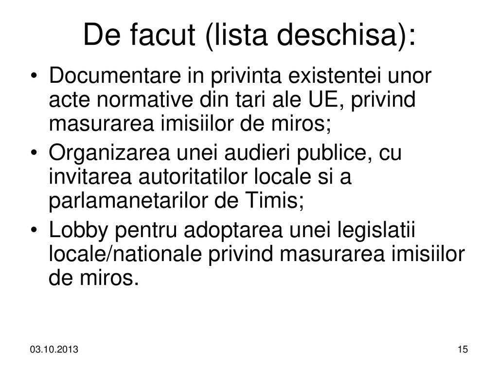 De facut (lista deschisa):