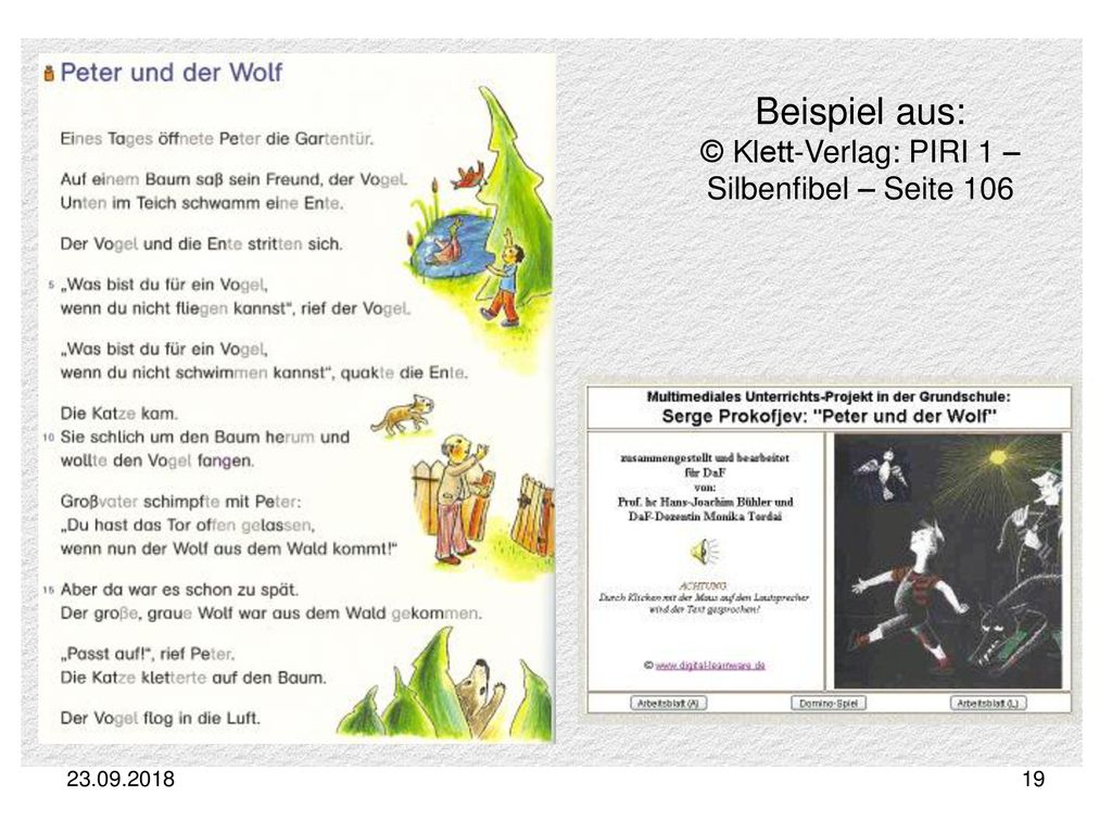 Beispiel aus: © Klett-Verlag: PIRI 1 – Silbenfibel – Seite 106