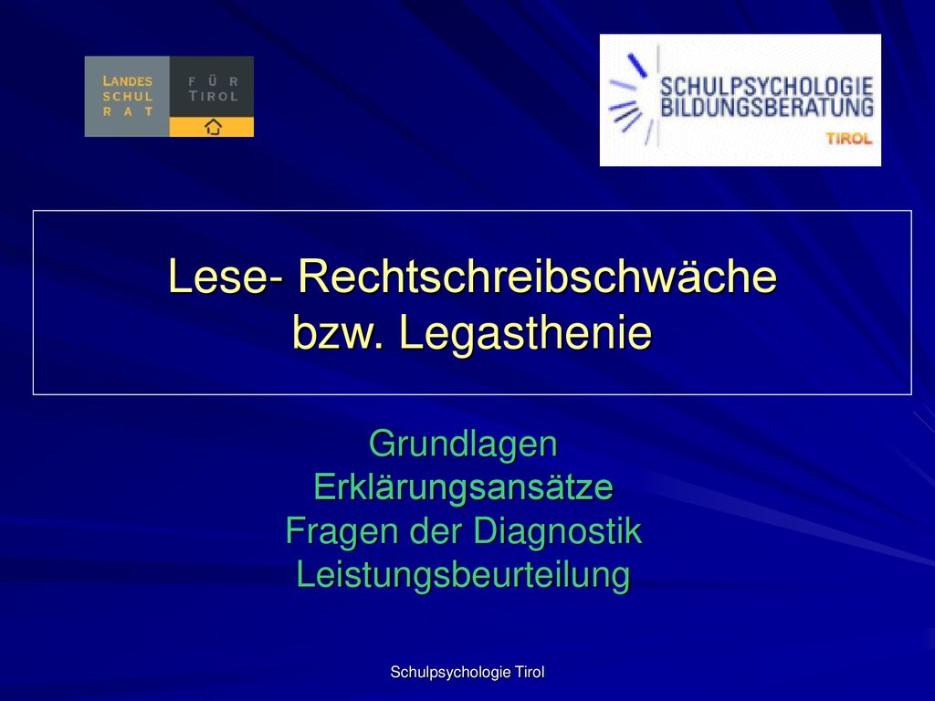 Lese rechtschreibschw che bzw legasthenie ppt herunterladen