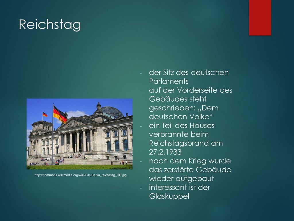Reichstag der Sitz des deutschen Parlaments