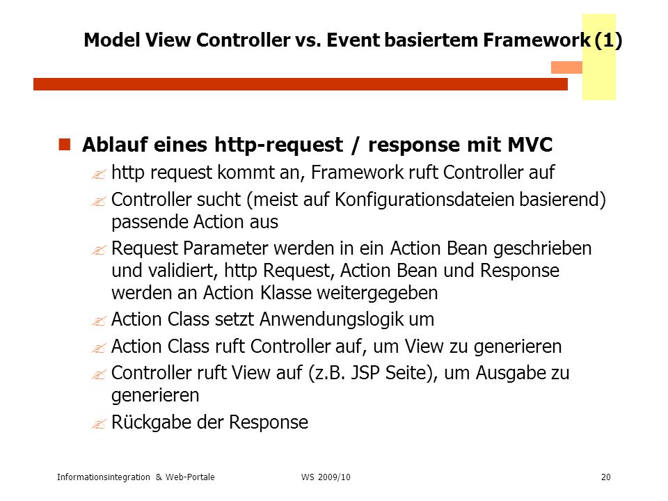 Model View Controller vs. Event basiertem Framework (1)