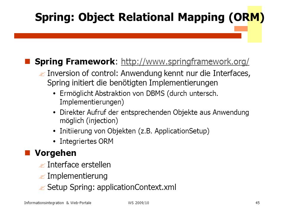 Spring: Object Relational Mapping (ORM)
