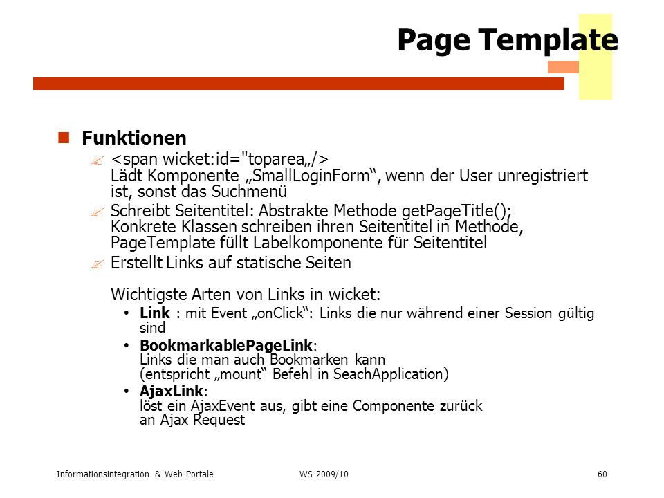 Page Template Funktionen