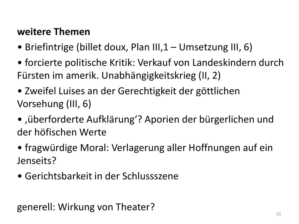 weitere Themen • Briefintrige (billet doux, Plan III,1 – Umsetzung III, 6)