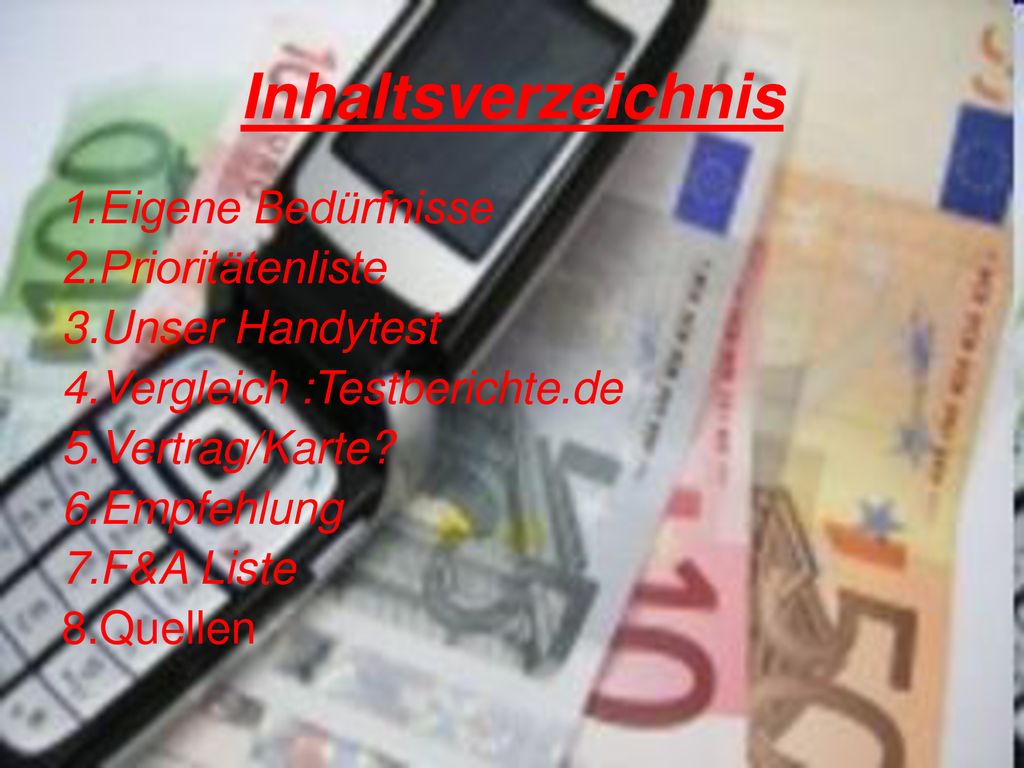 Inhaltsverzeichnis 1.Eigene Bedürfnisse 2.Prioritätenliste