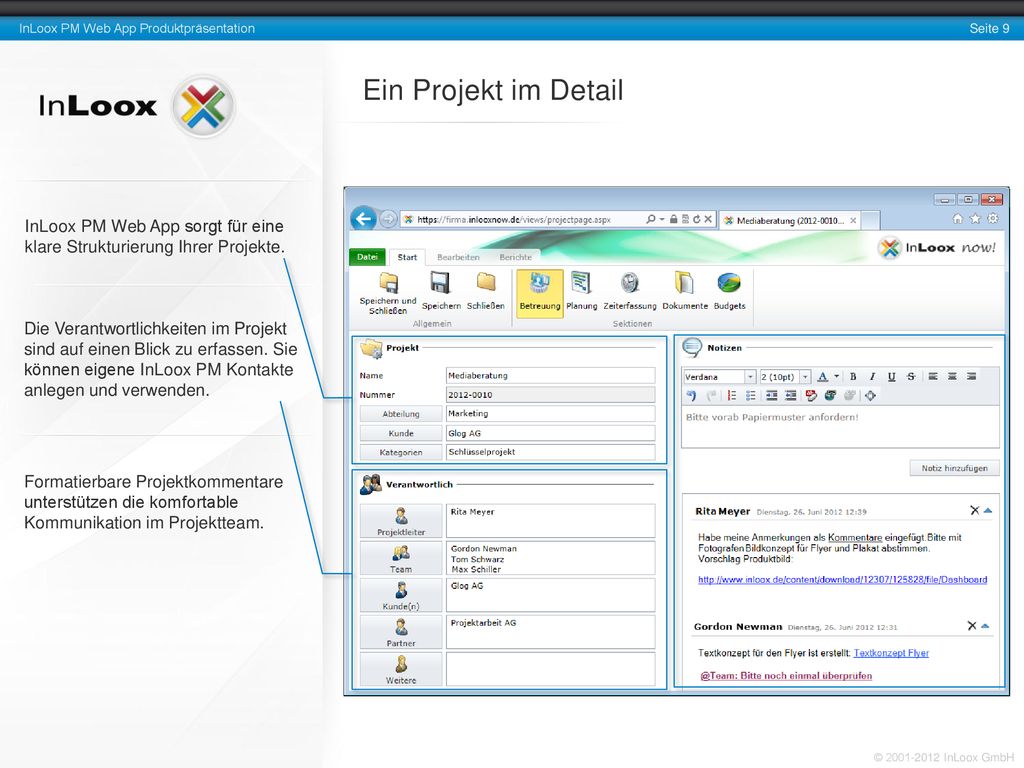 Ein Projekt im Detail InLoox PM Web App sorgt für eine klare Strukturierung Ihrer Projekte.