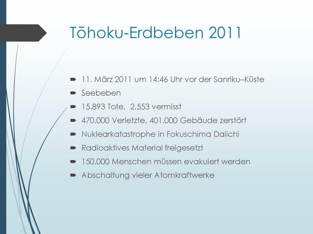 Tōhoku-Erdbeben März 2011 um 14:46 Uhr vor der Sanriku–Küste