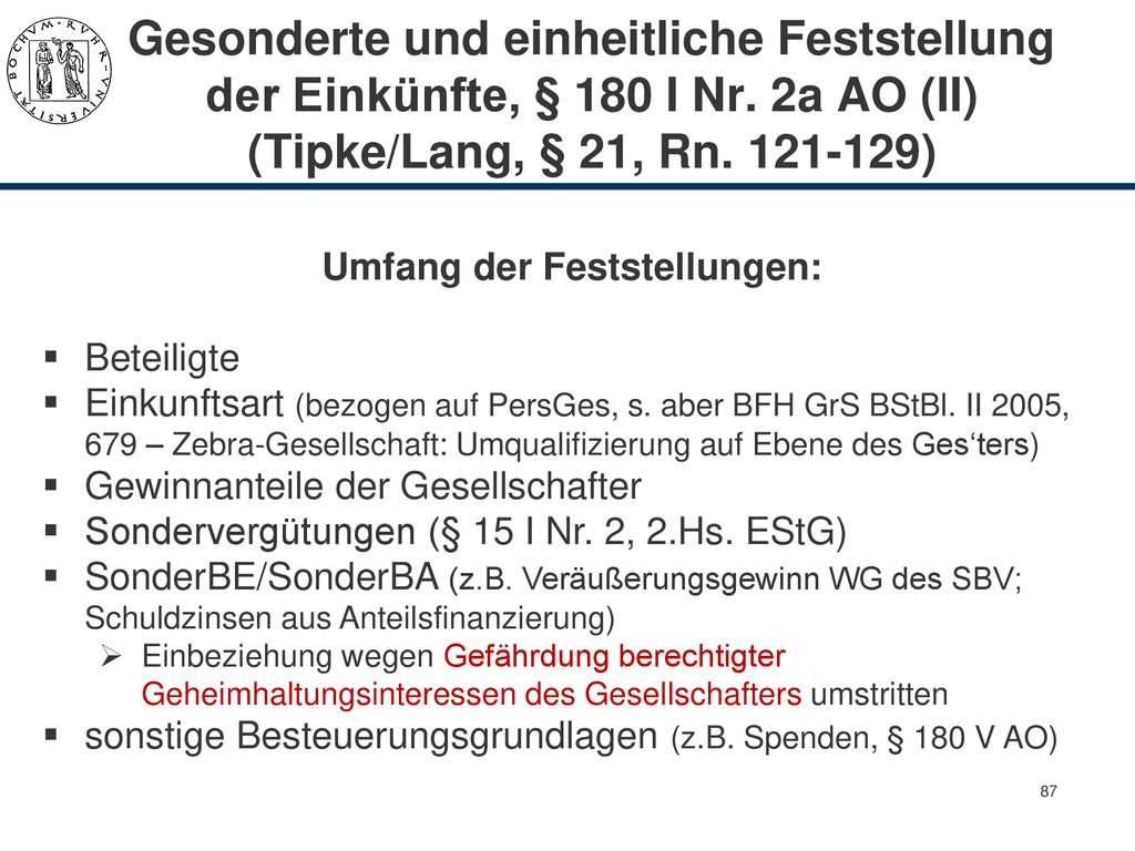 Umfang der Feststellungen: