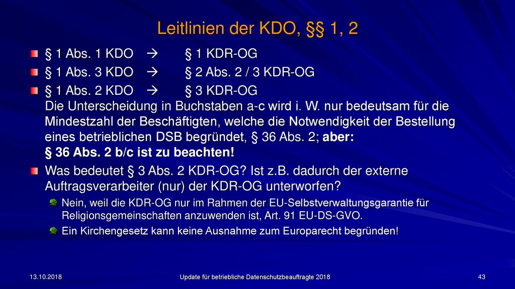 Leitlinien der KDO, §§ 1, 2 § 1 Abs. 1 KDO  § 1 KDR-OG