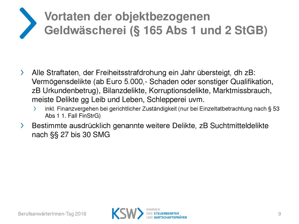 Vortaten der objektbezogenen Geldwäscherei (§ 165 Abs 1 und 2 StGB)