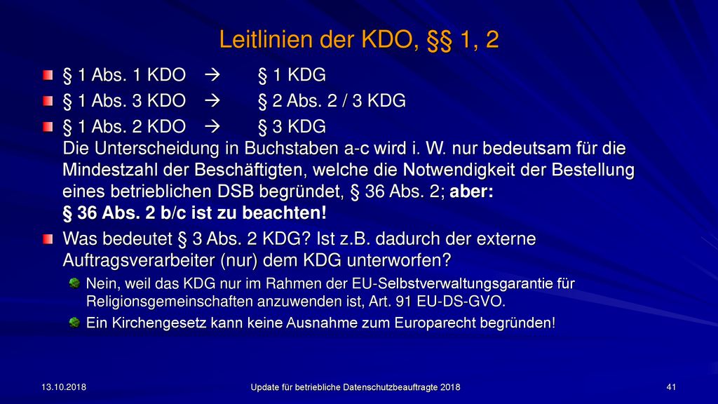 Leitlinien der KDO, §§ 1, 2 § 1 Abs. 1 KDO  § 1 KDG