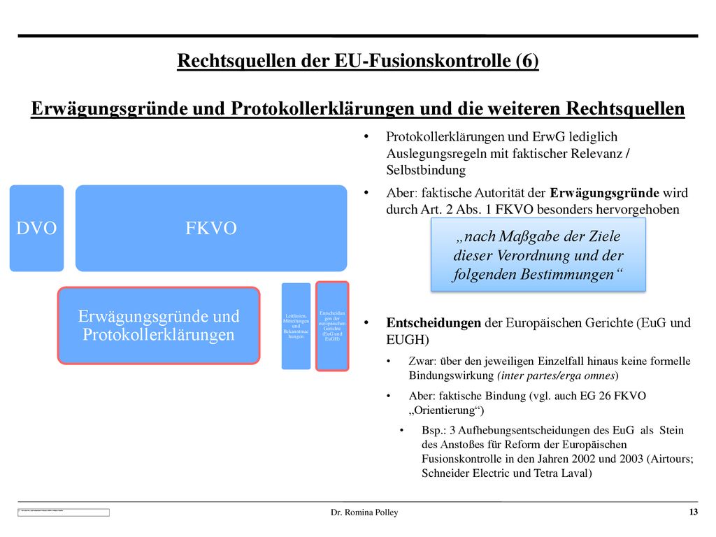 Rechtsquellen der EU-Fusionskontrolle (6) Erwägungsgründe und Protokollerklärungen und die weiteren Rechtsquellen