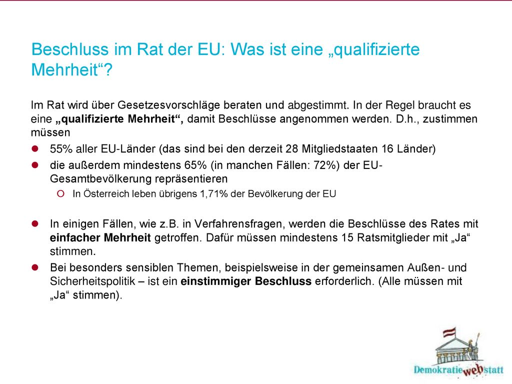 Beschluss im Rat der EU: Was ist eine „qualifizierte Mehrheit