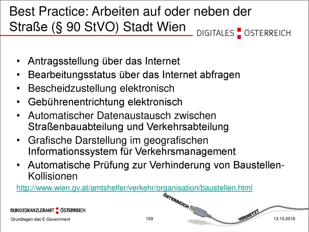 Best Practice: Arbeiten auf oder neben der Straße (§ 90 StVO) Stadt Wien