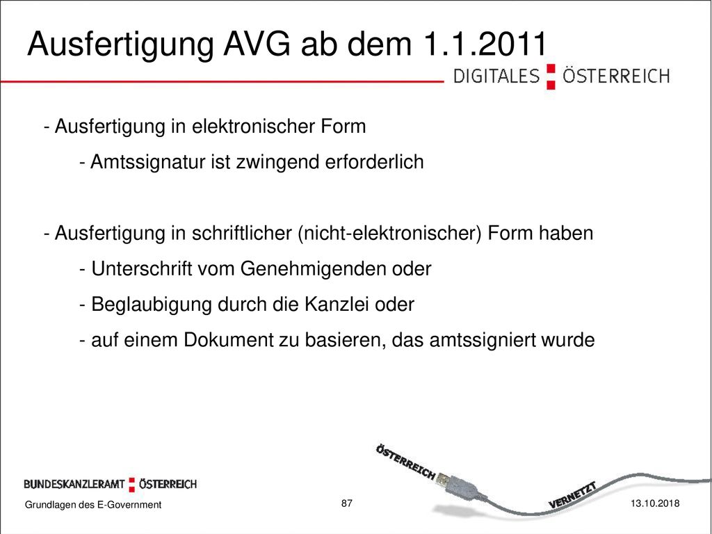 Ausfertigung AVG ab dem