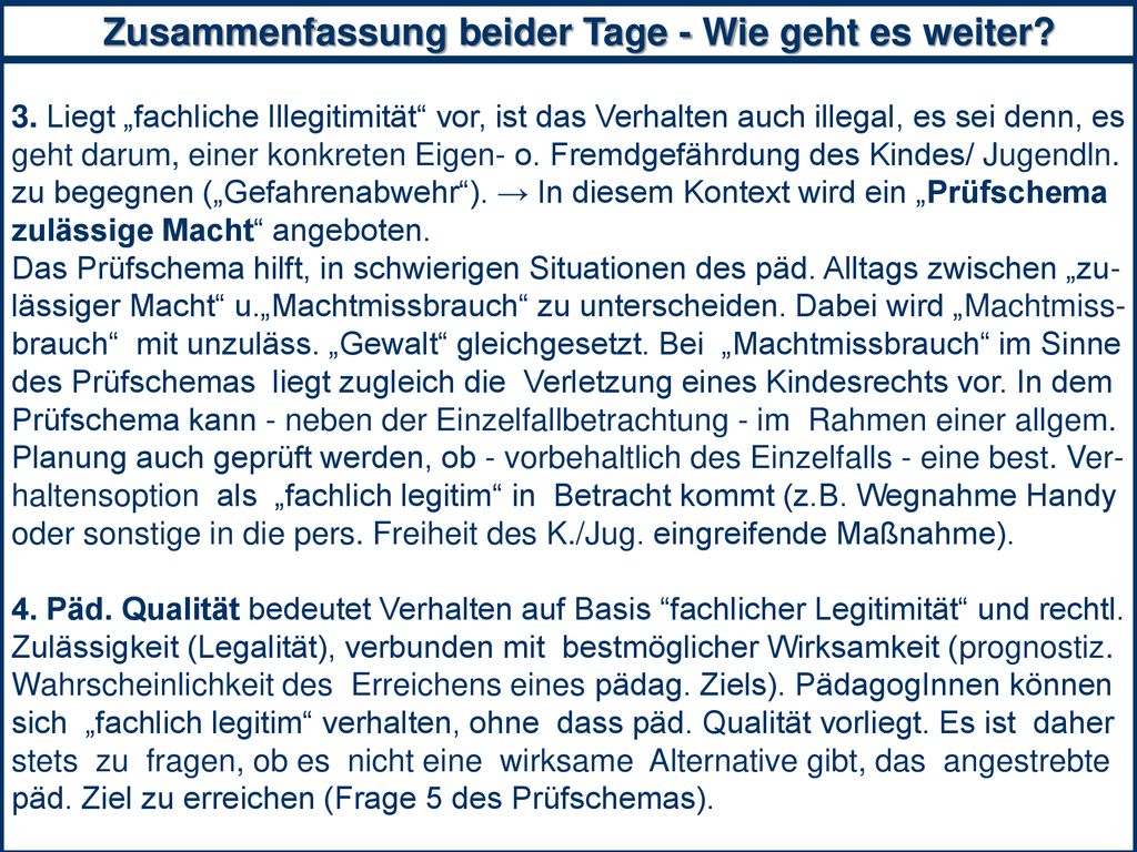 Zusammenfassung beider Tage - Wie geht es weiter