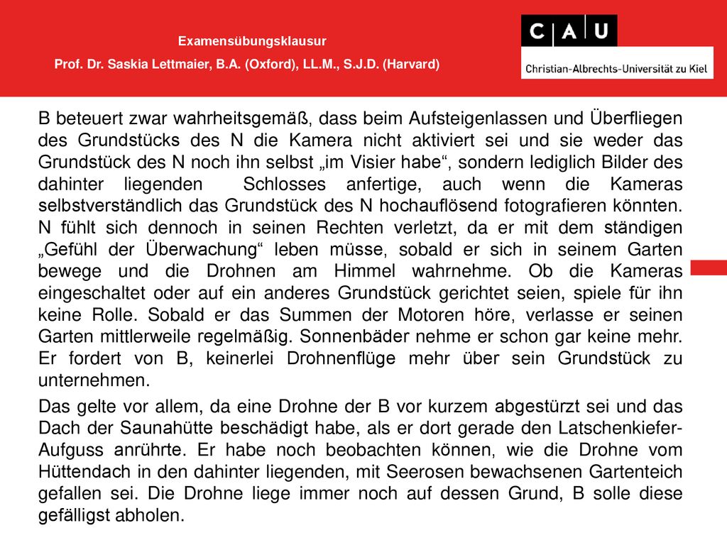 Examensübungsklausur Prof. Dr. Saskia Lettmaier, B. A. (Oxford), LL. M