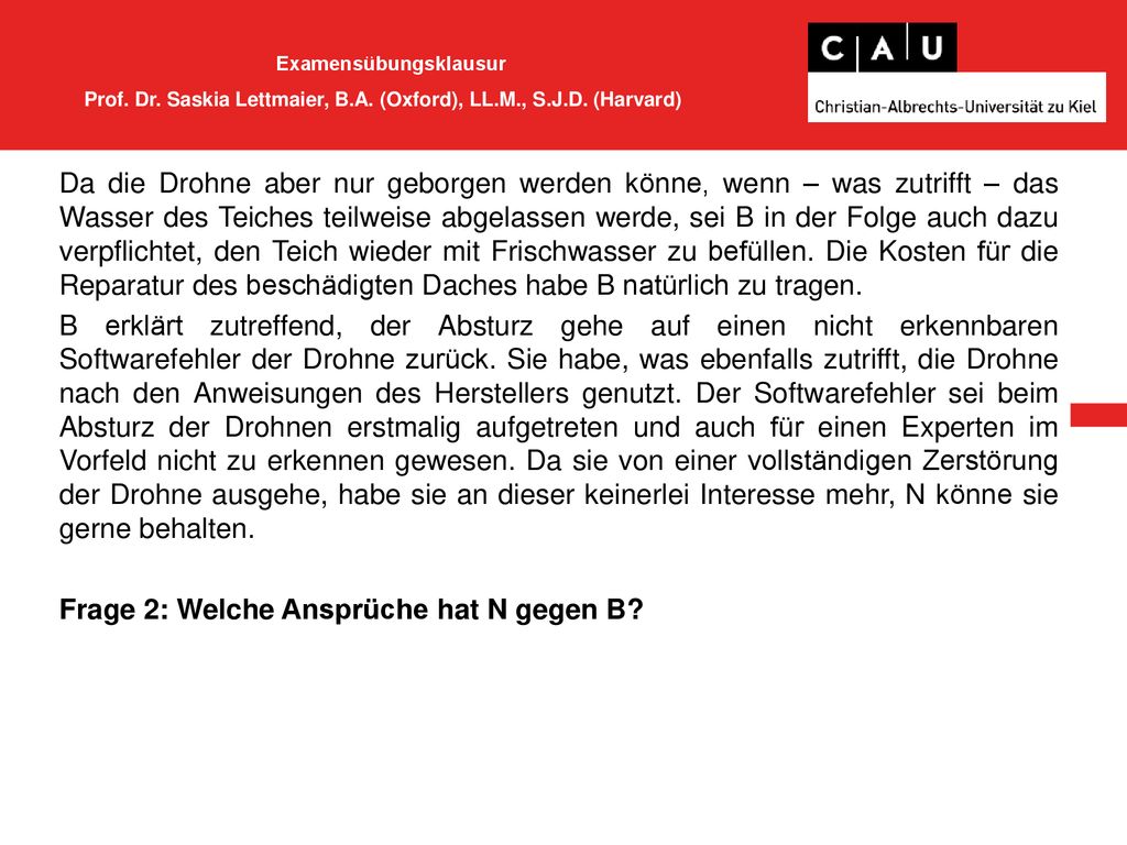 Examensübungsklausur Prof. Dr. Saskia Lettmaier, B. A. (Oxford), LL. M