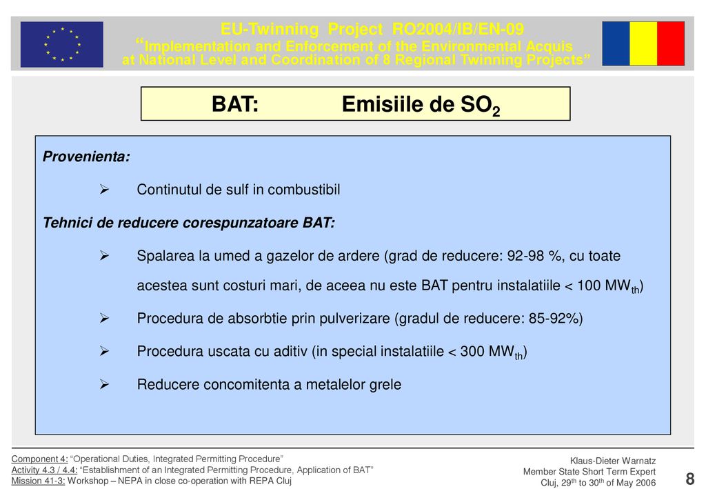 BAT: Emisiile de SO2 Provenienta: Continutul de sulf in combustibil