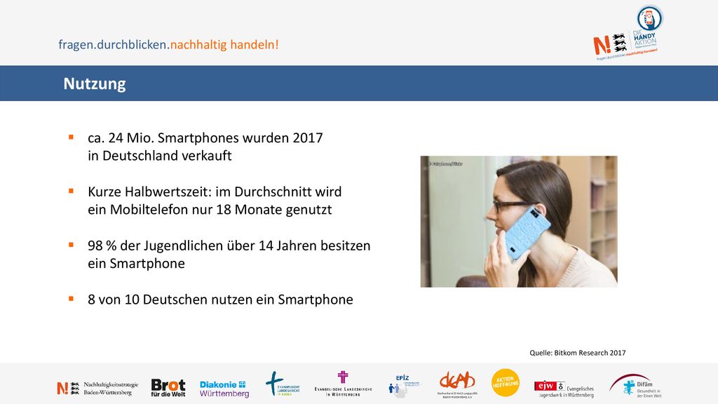 Nutzung ca. 24 Mio. Smartphones wurden 2017 in Deutschland verkauft