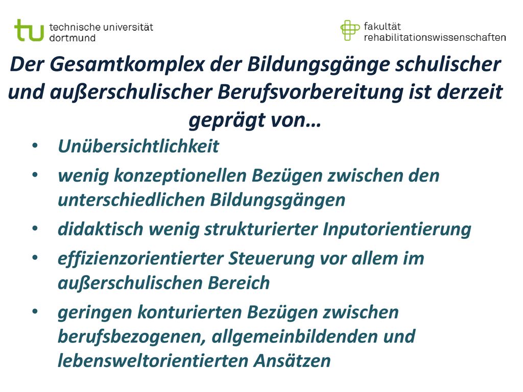 Der Gesamtkomplex der Bildungsgänge schulischer und außerschulischer Berufsvorbereitung ist derzeit geprägt von…