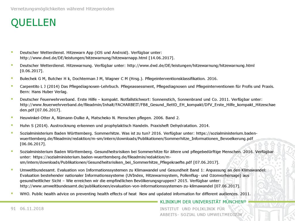 Quellen Vernetzungsmöglichkeiten während Hitzeperioden