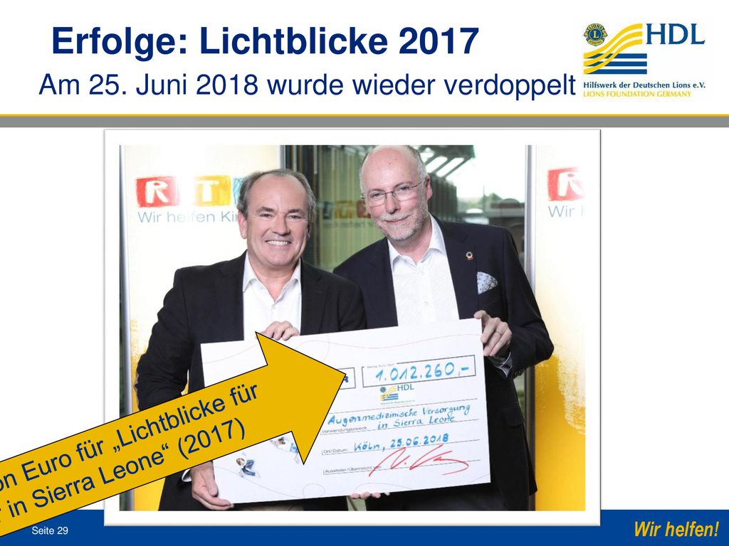 Erfolge: Lichtblicke 2017 Am 25. Juni 2018 wurde wieder verdoppelt