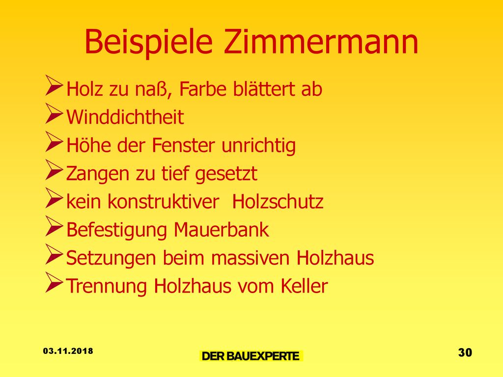 Beispiele Zimmermann Holz zu naß, Farbe blättert ab Winddichtheit