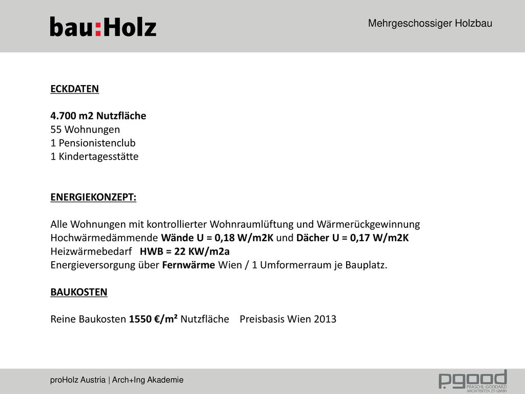 ECKDATEN m2 Nutzfläche. 55 Wohnungen. 1 Pensionistenclub. 1 Kindertagesstätte. ENERGIEKONZEPT: