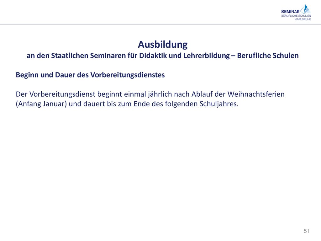 Ausbildung an den Staatlichen Seminaren für Didaktik und Lehrerbildung – Berufliche Schulen