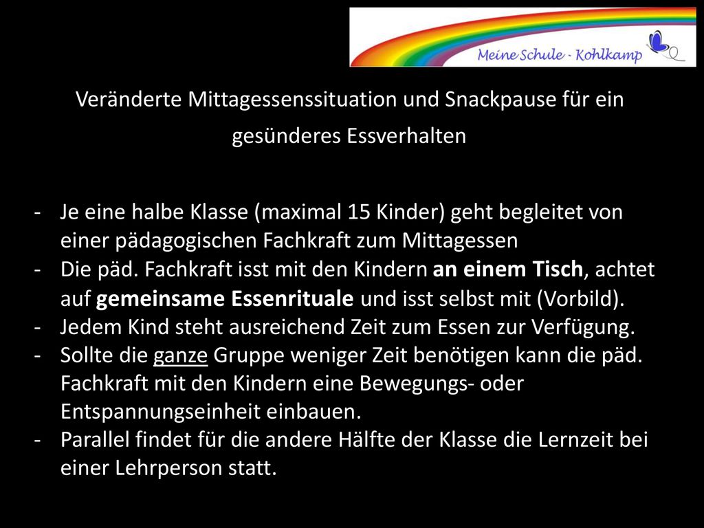 Veränderte Mittagessenssituation und Snackpause für ein gesünderes Essverhalten