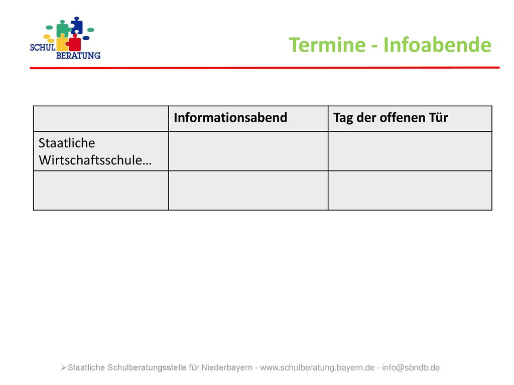 Termine - Infoabende Informationsabend Tag der offenen Tür