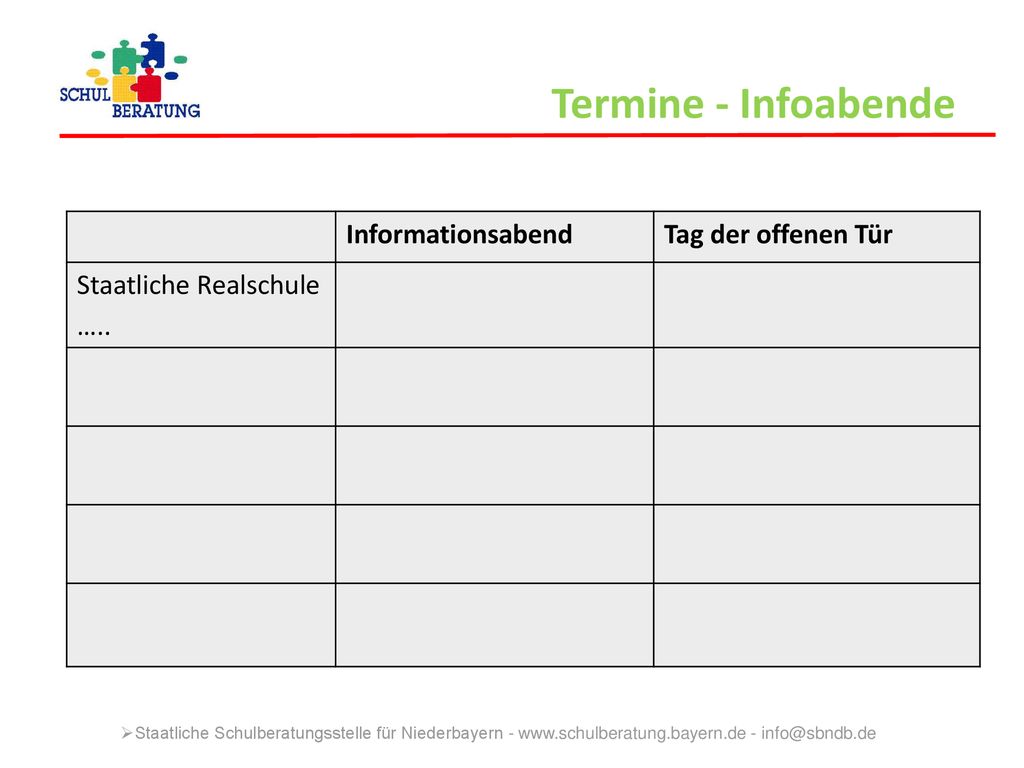 Termine - Infoabende Informationsabend Tag der offenen Tür