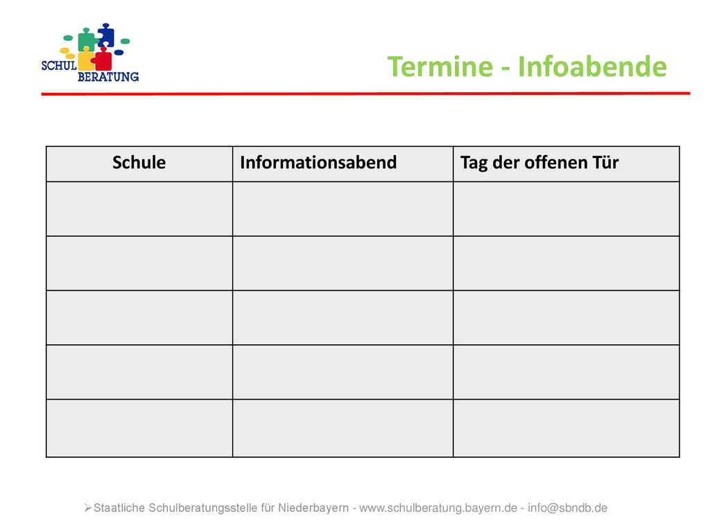 Termine - Infoabende Schule Informationsabend Tag der offenen Tür