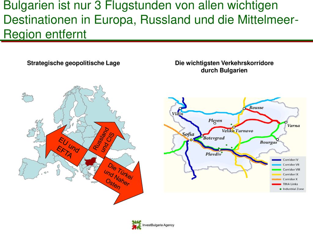 Bulgarien ist nur 3 Flugstunden von allen wichtigen Destinationen in Europa, Russland und die Mittelmeer- Region entfernt