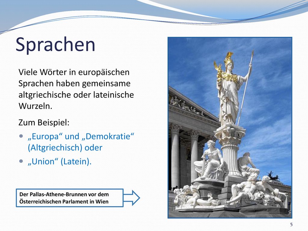 Sprachen Viele Wörter in europäischen Sprachen haben gemeinsame altgriechische oder lateinische Wurzeln.