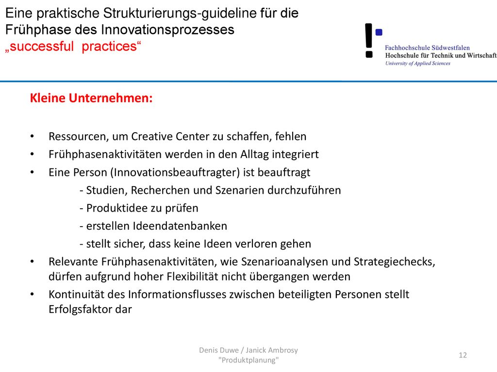 Denis Duwe / Janick Ambrosy Produktplanung