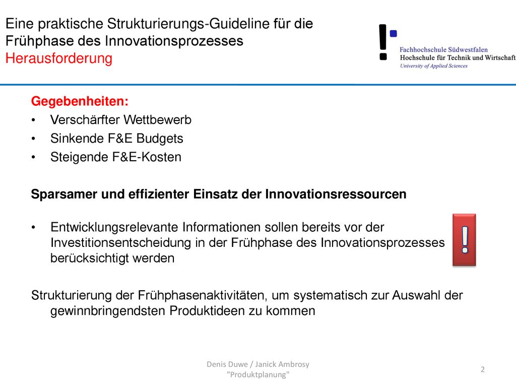 Denis Duwe / Janick Ambrosy Produktplanung