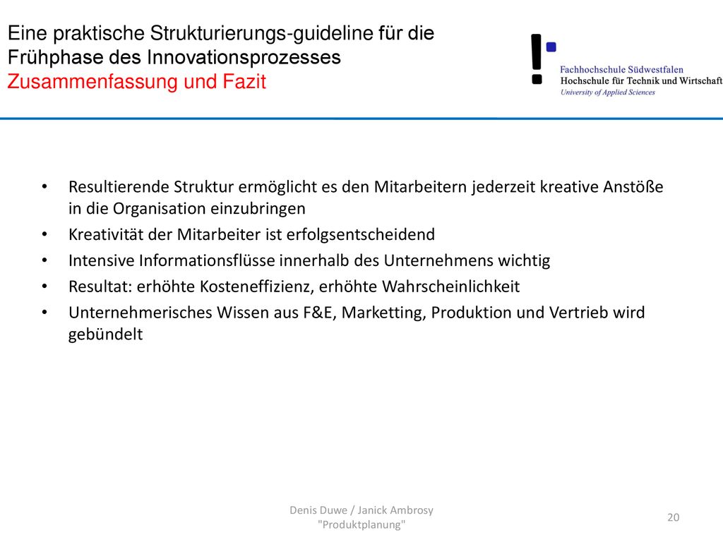 Denis Duwe / Janick Ambrosy Produktplanung