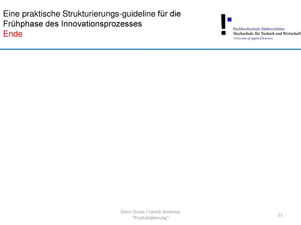 Denis Duwe / Janick Ambrosy Produktplanung