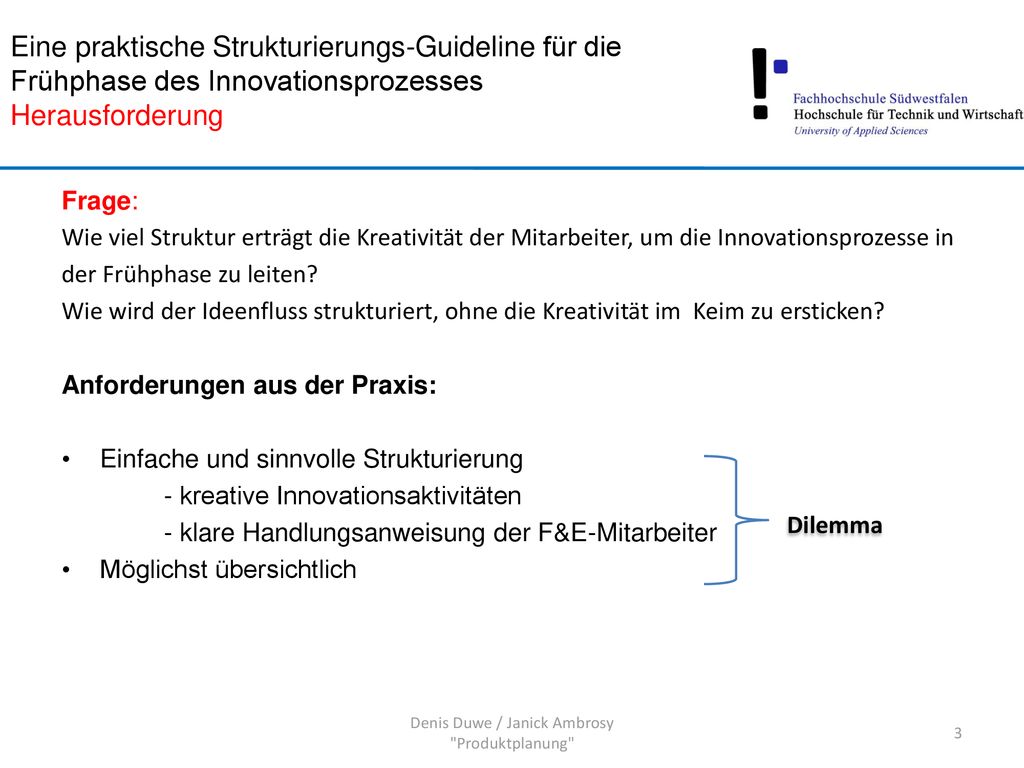 Denis Duwe / Janick Ambrosy Produktplanung