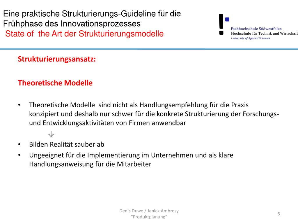 Denis Duwe / Janick Ambrosy Produktplanung