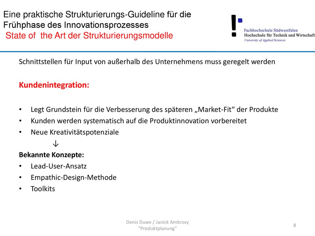 Denis Duwe / Janick Ambrosy Produktplanung