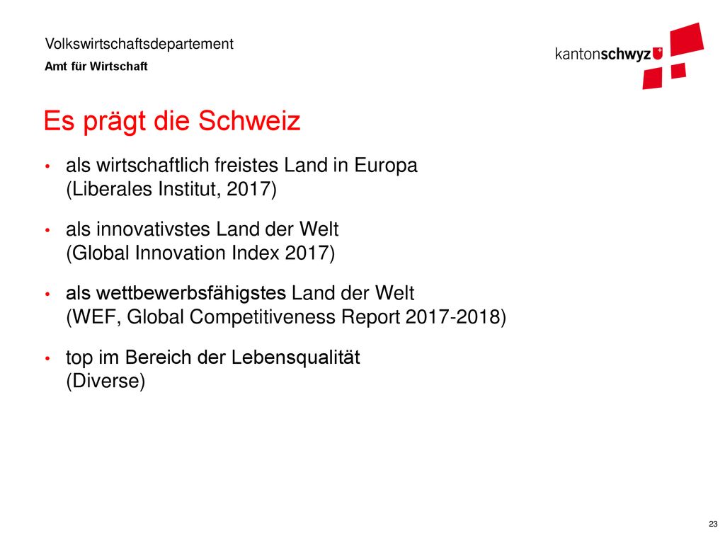 Es prägt die Schweiz als wirtschaftlich freistes Land in Europa (Liberales Institut, 2017)