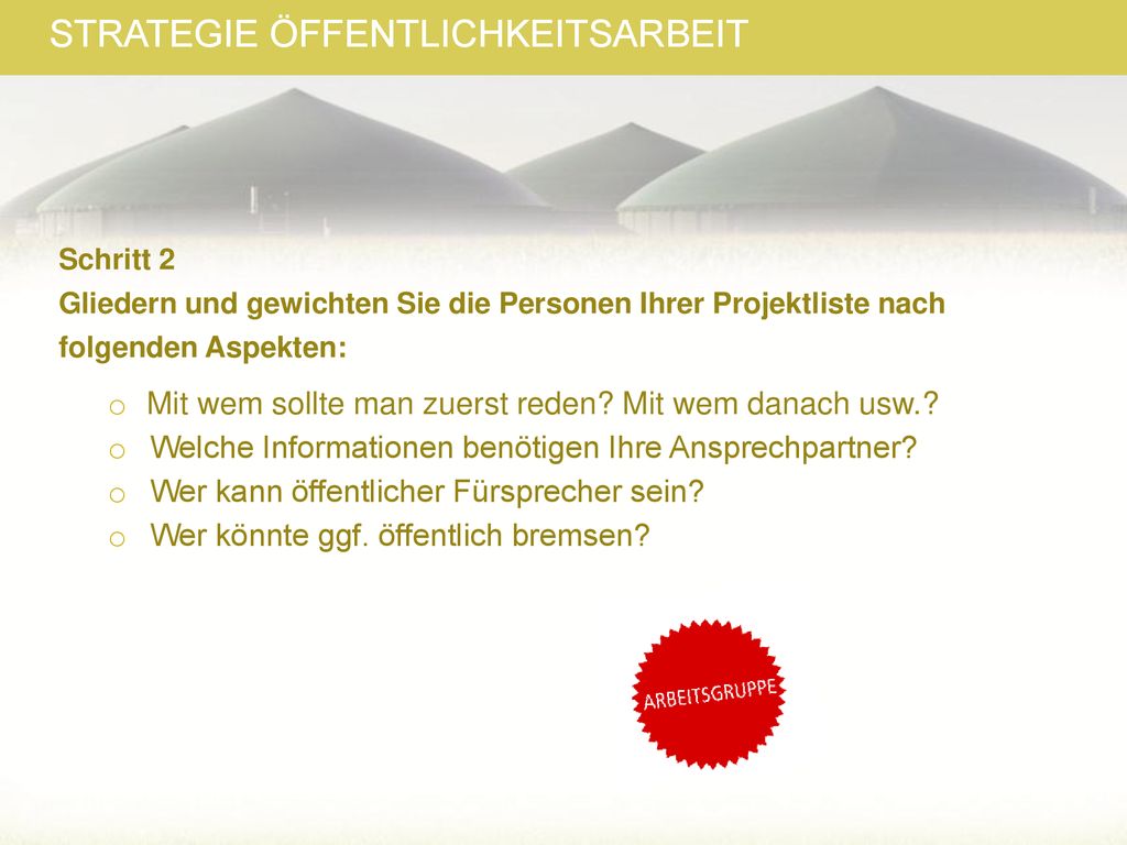 Gliedern und gewichten Sie die Personen Ihrer Projektliste nach