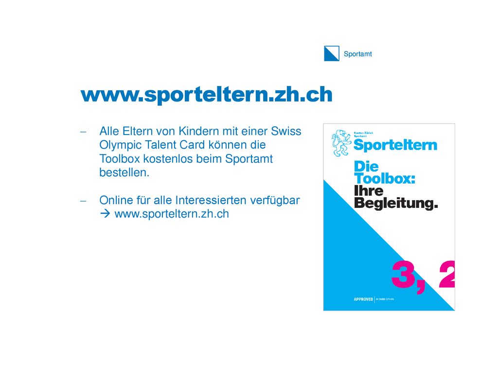 Alle Eltern von Kindern mit einer Swiss Olympic Talent Card können die Toolbox kostenlos beim Sportamt bestellen.