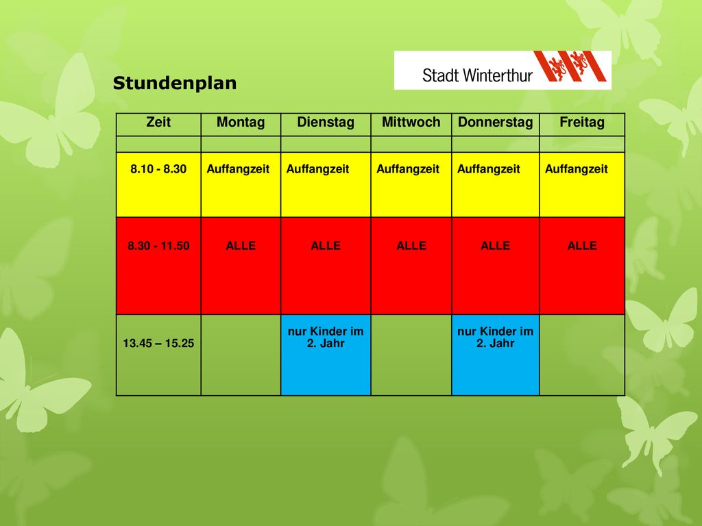 Stundenplan Zeit Montag Dienstag Mittwoch Donnerstag Freitag