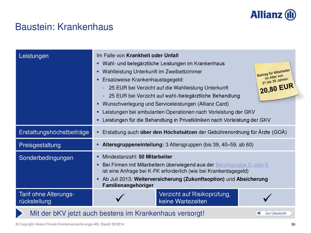 Beitrag für Mitarbeiter im Alter von 21 bis 39 Jahren: